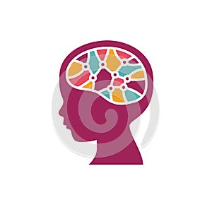 Child brain icon. Brain research concept