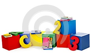 Child bricks and books.