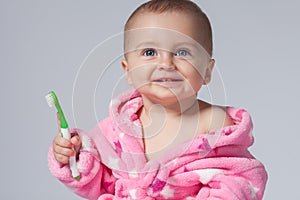 Child brushing teeth