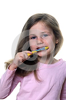 Child brushing teeth