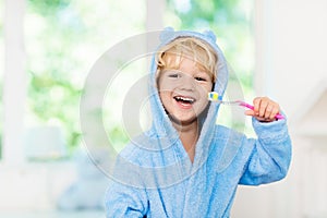Child brushing teeth. Kids tooth brush