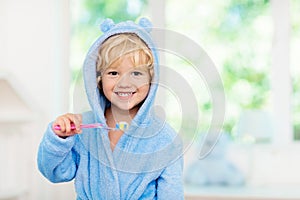 Child brushing teeth. Kids tooth brush