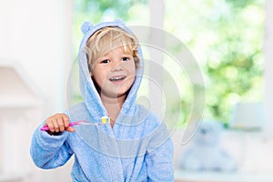 Child brushing teeth. Kids tooth brush