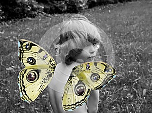 Child with butterfly wings