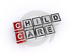 child care word block on white