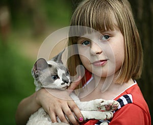 Child and a cat.