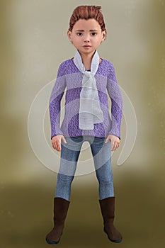 Child Character CGI little girl - winter clothing on background