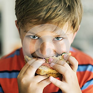 Child Children Hungry Hunger Kid Sandwich Concept