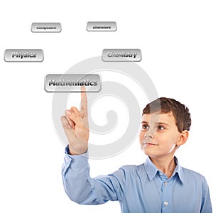 Child choosing his courses with virtual buttons