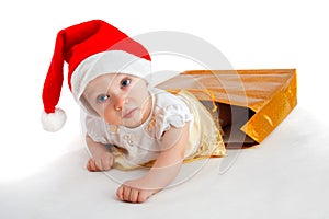 Child in christmas hat photo