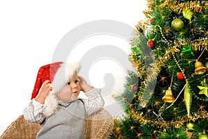 Child and christmas tree