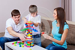 Child cleaning teeth in bathroom.Family