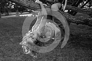 Child climbing in adventure activity park. Insurance kids. Health care insurance concept for kids. Medical healthcare