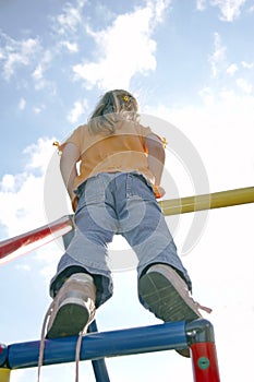 Child on climbing pole 04 photo