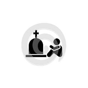 Child coffin sorrow cry weep icon. Element of pictogram death illustration