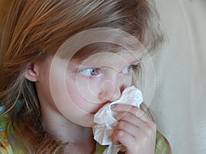 Child with a cold or allergies.