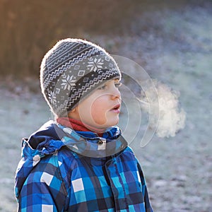 Child on cold frosty day