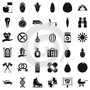 Child condition icons set, simple style
