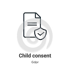 Child consent outline vector icon. Thin line black child consent icon, flat vector simple element illustration from editable gdpr