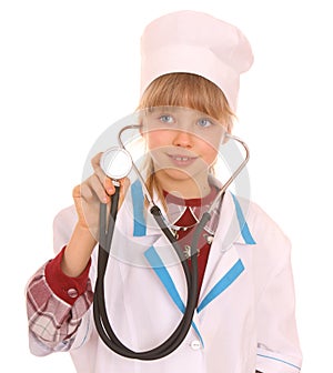 Child in costume of doctor.