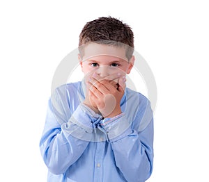 Child covering his mouth