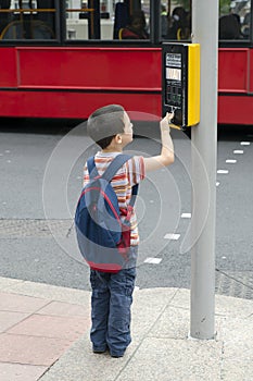 Child crossing the road