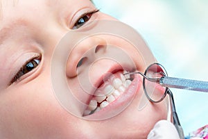 Child at dental check up.