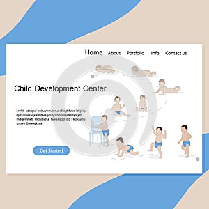 Child development center website page. Baby evolution