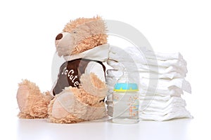 Child diapers baby feeding bottle teddy bear toy