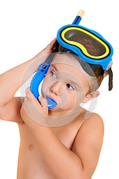 Child with diving mask