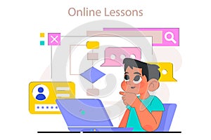 Child do programming. Online computer science, web, apps and software photo