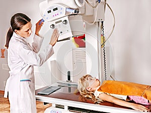 Child with doctor radiologist.