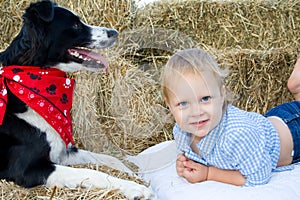 Child with dog.