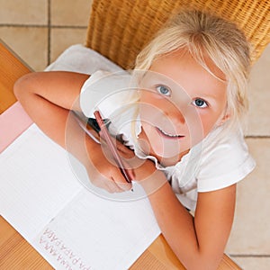 Child doing homework for school