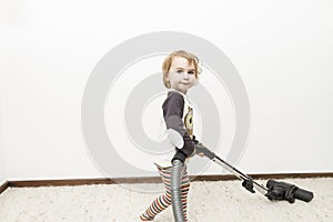 Child doing household chore photo