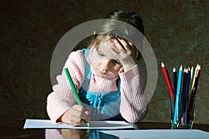 Child doing school homework