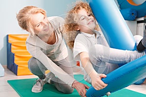 Child doing vestibular exercises