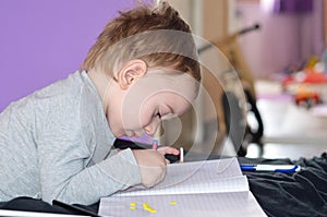 Child drawing at home