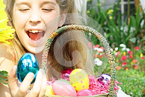 Child with easter egg basket