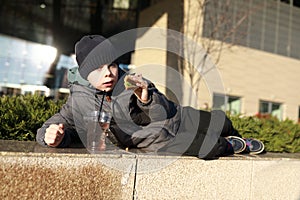 Child eating sandwich