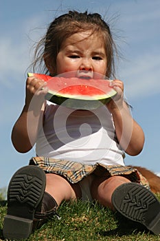 Child Eating Watermelon