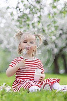Child eating yogurt