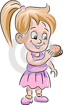 A child eats burger photo