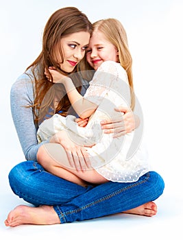 Child embrace her mother