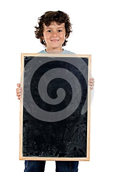 Child with empty slate to put words