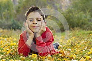 Child enjoying the lovely autumn