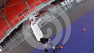 Child enjoying in roller skating park