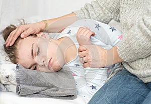 A child with epilepsy during a seizure photo