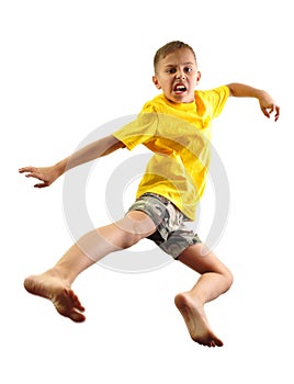 Child exercising and jumping