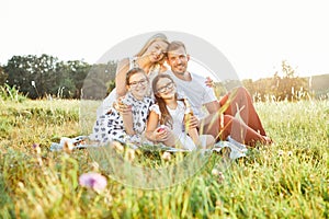 child family portrait outdoor mother woman father girl happy happiness lifestyle having fun bonding